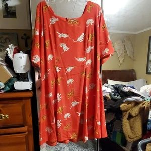 Asos orange skater dress, fit and flare, size 18us